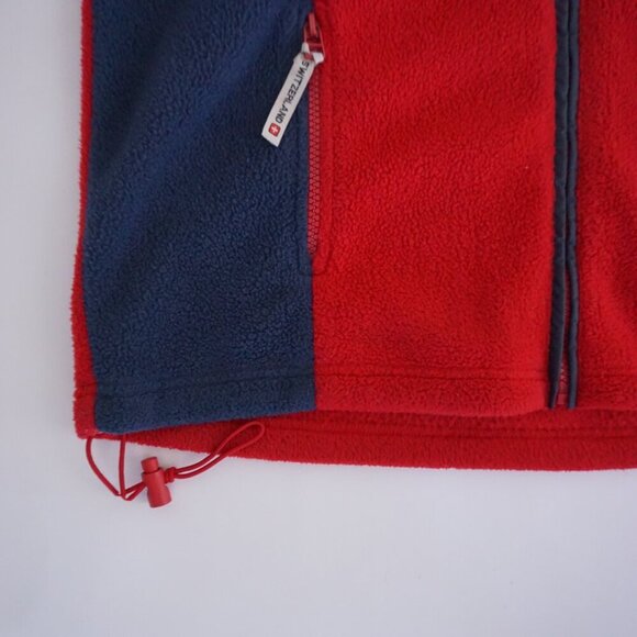 Vintage '90s Burisport.Ch Switzerland Red Navy Fleece Hiking Zip Up Sweater S - Picture 7 of 10